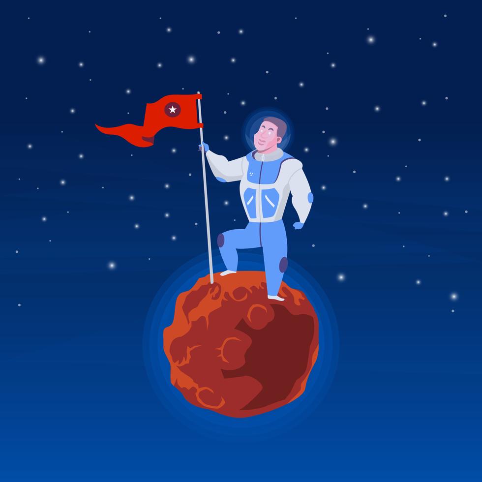 宇航员登上星球插画