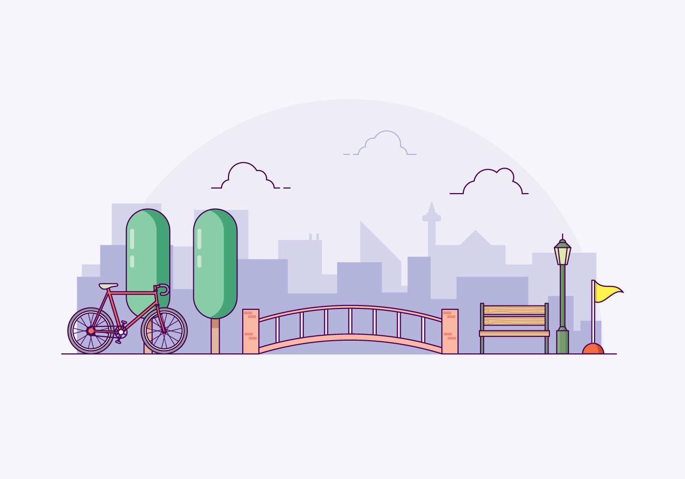 共享自行车矢量插画